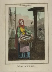 Makrelenverkäufer in Billingsgate, 1804